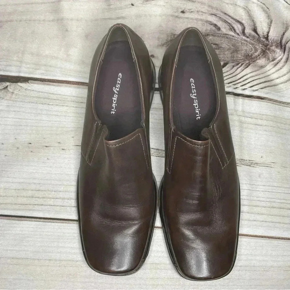 Easy Spirit Women’s Leather Slip On Shoes 7M Brown Wedge Diane’s - Picture 7 of 9